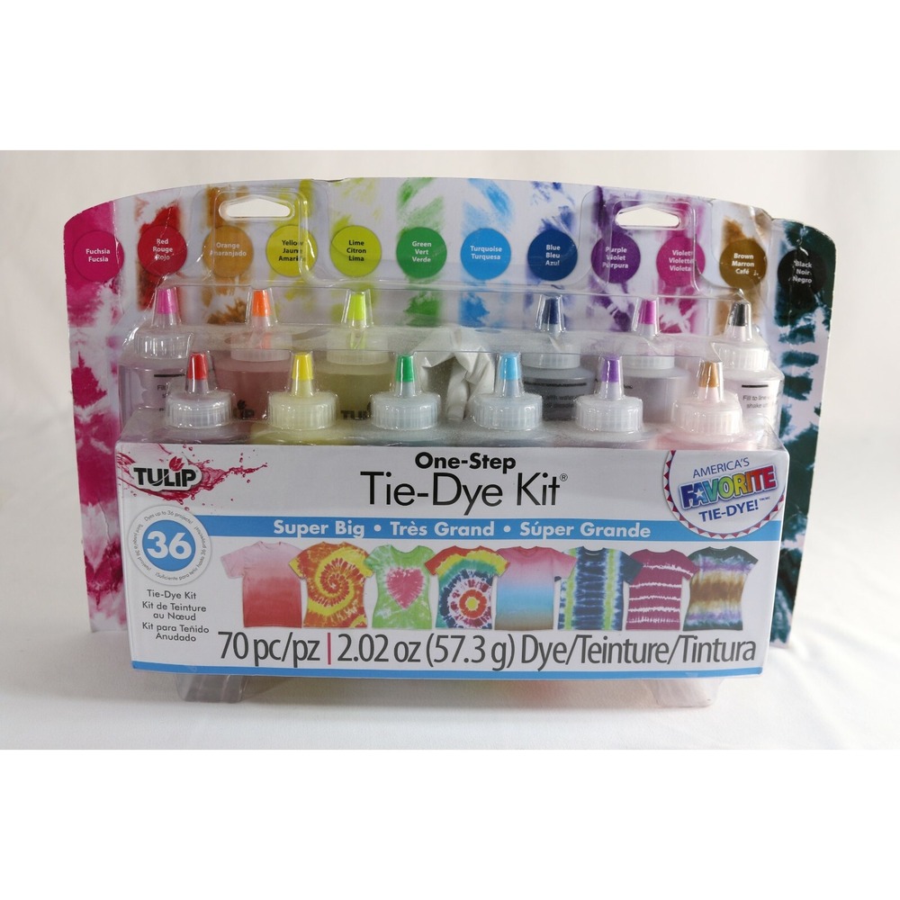 Tulip One Step Tie Dye Kit Super Big 70pc 12 Assorted Colors Dyes 36 Projects
